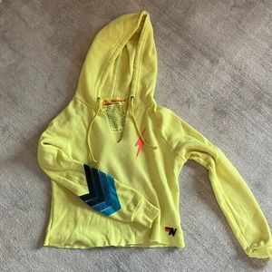 Aviator Nation neon yellow cropped hoodie